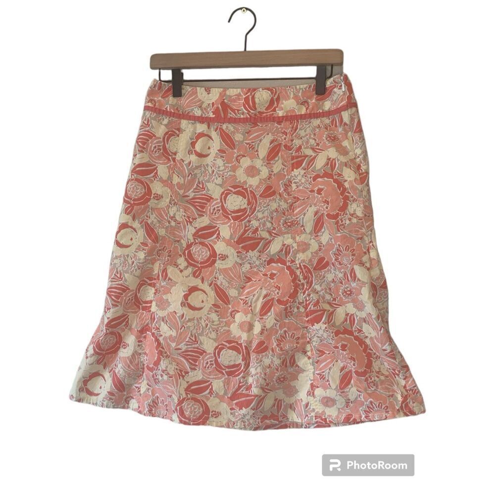 Eddie Bauer Skirt A-line Floral Knee Length  Zip Stretch Size 2